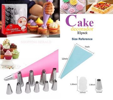 11 Piece Cake Decorating Piping Bag Tips With Nozzles