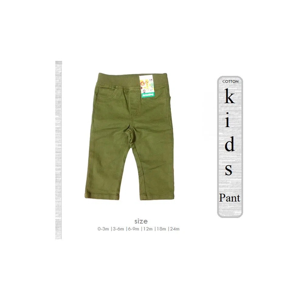 Cotton Unisex soft twill pant for kids boys girls Olive