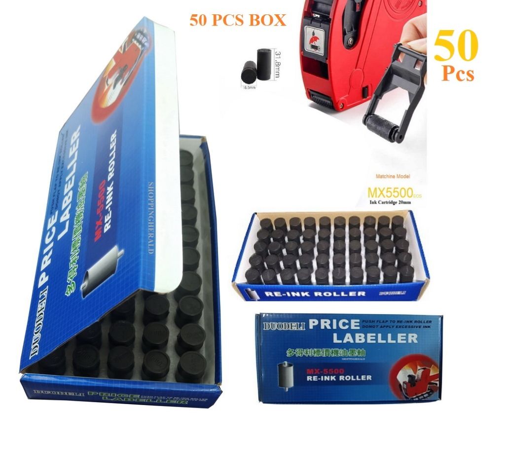 Professional 50 PCS Refill Ink Rolls ইংক কার্ট্রিজ 20mm for MX5500 Price Tag Gun Print Clear Equipment Accessories বাংলাদেশ - 1167925