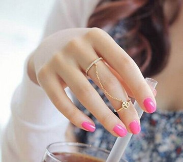 Gold plated chain setting finger ring