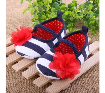 Blue and white striped babies shoe