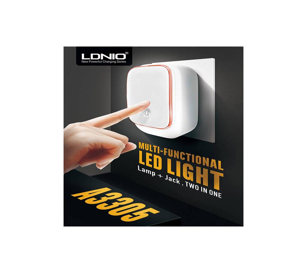 LDNIO 2 in 1 LED লাইট টাচ ল্যাম্প USB Port Charger Nigh Light বাংলাদেশ - 825144