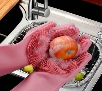 Magic Silicone Dish washing Gloves (2pcs)