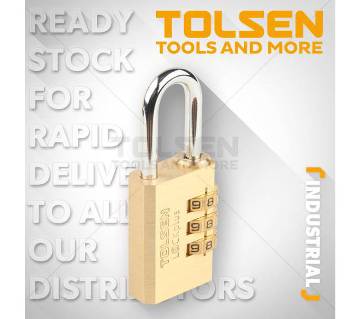 Tolsen Industrial Combination Brass Padlock with 3 Code Wheels 30mm (115g) 55123