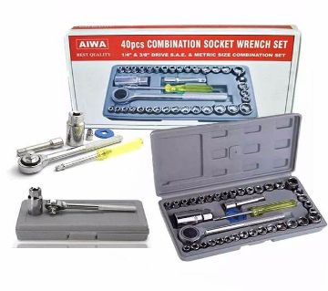 Aiwa 40 Pcs Multi Purpose Combination Socket Wrench Set With Box