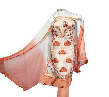 Unstitched Multi Color Indian Cotton Three Piece 