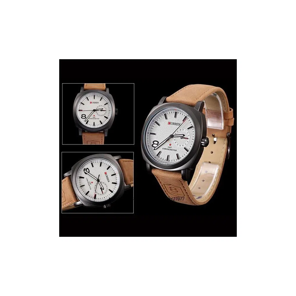 Analog Wrist Watch - Brown and White
