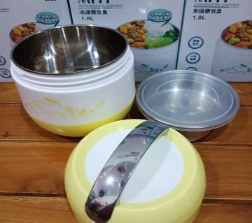 Smart Lunch Box Stainless Steel 1 Liter Miti Spring,(R),Hot Carrier Lunch Box Stainless Steel Office 2 Layers Container With Spoon , Hotpot Lunch