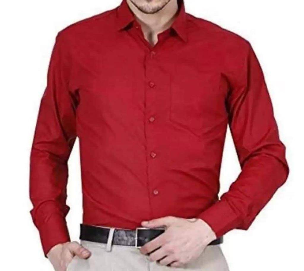 Red Maroon-Men's Casual Smart Shirt বাংলাদেশ - 1002295