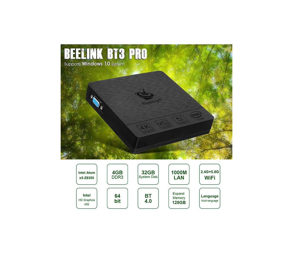 Beelink BT3 Pro Mini PC 4GB/32GB Intel Atom x5-Z8350 Processor 1000Mbps LAN WiFi 2.4/5.8G BT 4.0 Dual Screen Display with HDMI and VGA Ports মিনি পিসি বাংলাদেশ - 765853