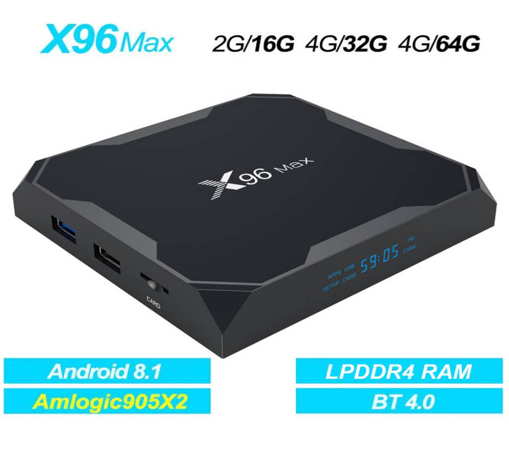 X96 Max 4GB 32GB Android 8.1 টিভি বক্স Amlogic S905X2 Quad Core WIFI 2.4G/5G and Bluetooth 4.0 HD and VP9 4K Media Player বাংলাদেশ - 859341