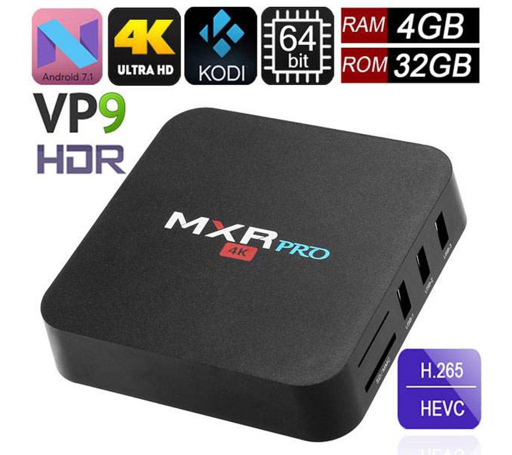 MXRPro 4GB/32GB Android 7.1.1 4K Tv Box HDR VP9 বাংলাদেশ - 624275