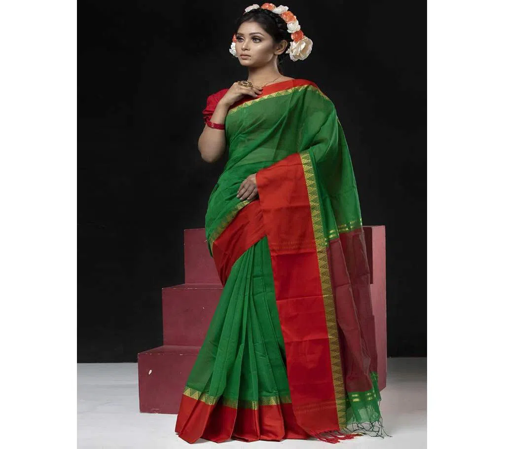 On The Occasion of Victory Day Tangails Half Silk Cotton  Sharee With Free Blouse Piece (KTB-7023)