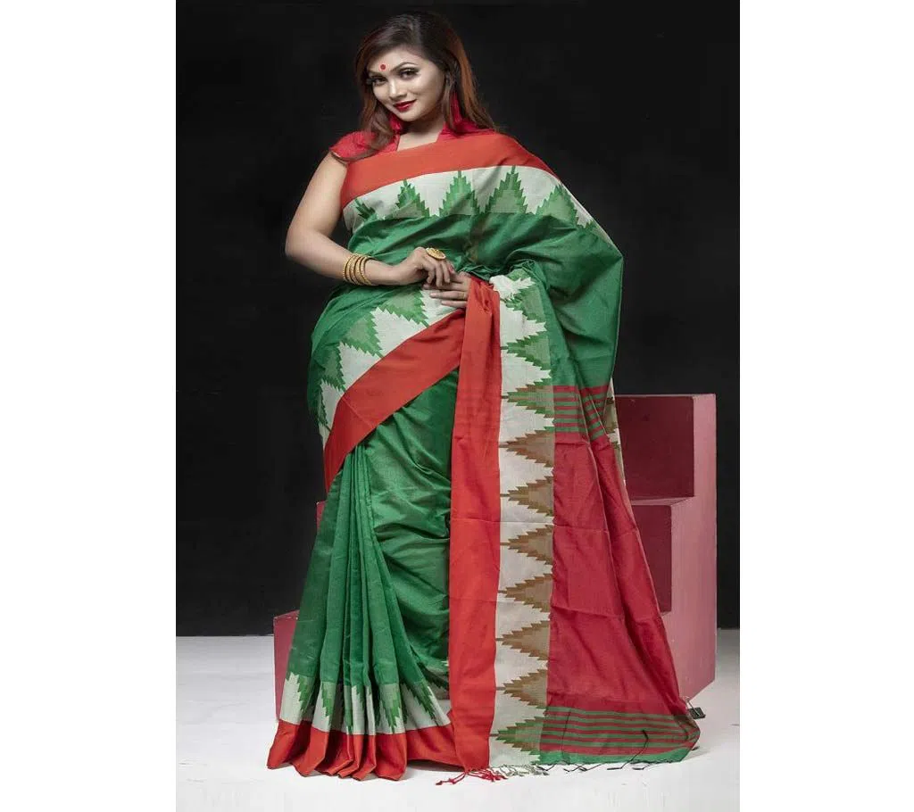On The Occasion of Victory Day Tangails Half Silk Cotton  Sharee With Free Blouse Piece (KTB-7024)
