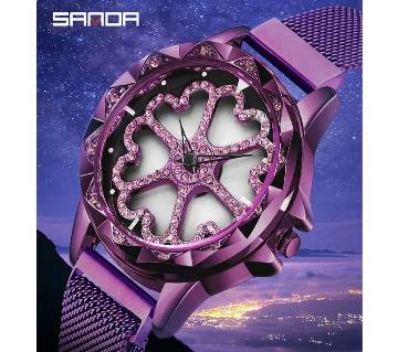 SANDA Heart Shape Rotation Wrist Watch For Women 