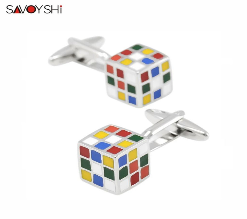 SAVOYSHI Novelty Muti-color Brass Material 3D Magic Cube Design শার্ট কাফলিঙ্ক ফর মেন বাংলাদেশ - 963384