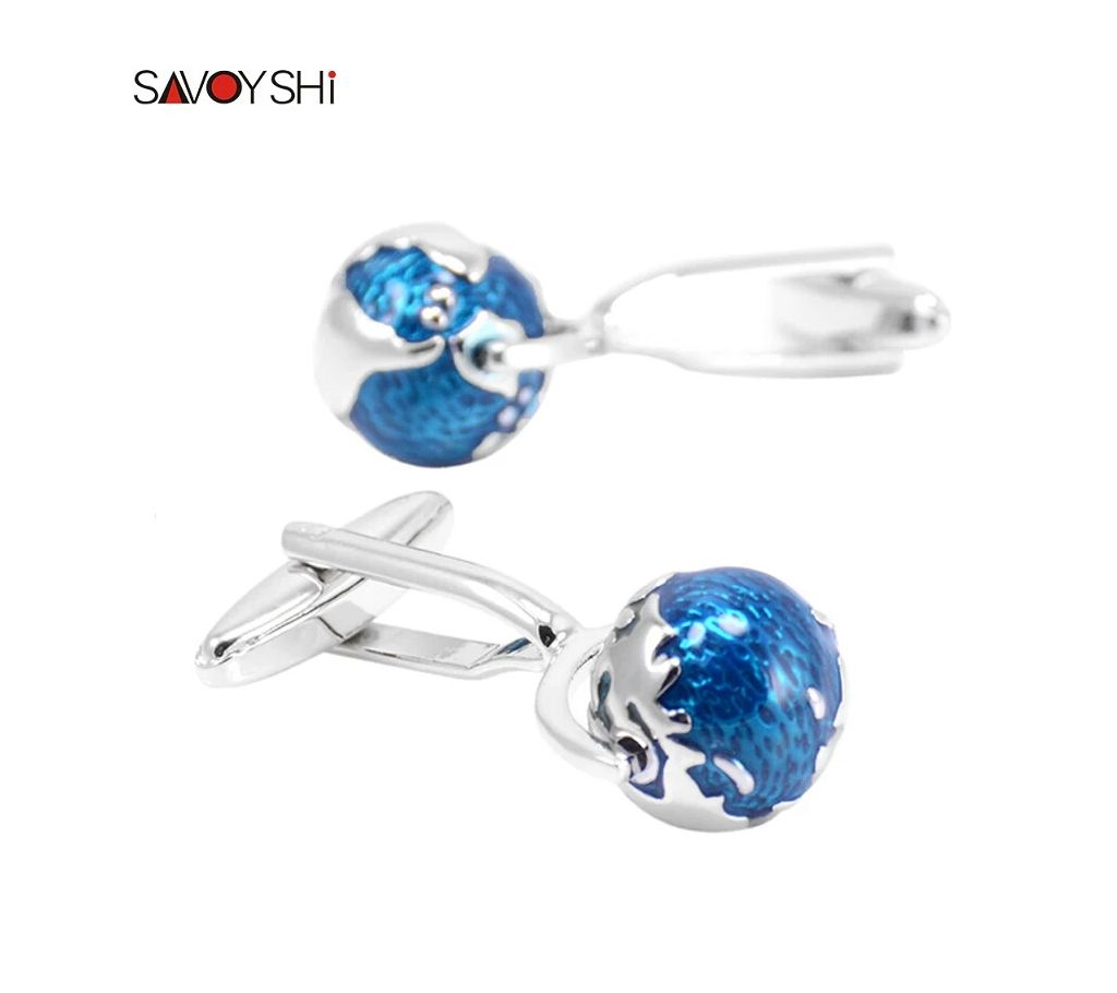 SAVOYSHI Blue Enamel Globe rotate শার্ট কাফলিঙ্ক ফর মেন বাংলাদেশ - 963410