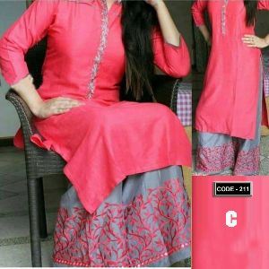 Semi-Stitched Indian Linen 2 Pcs Dress