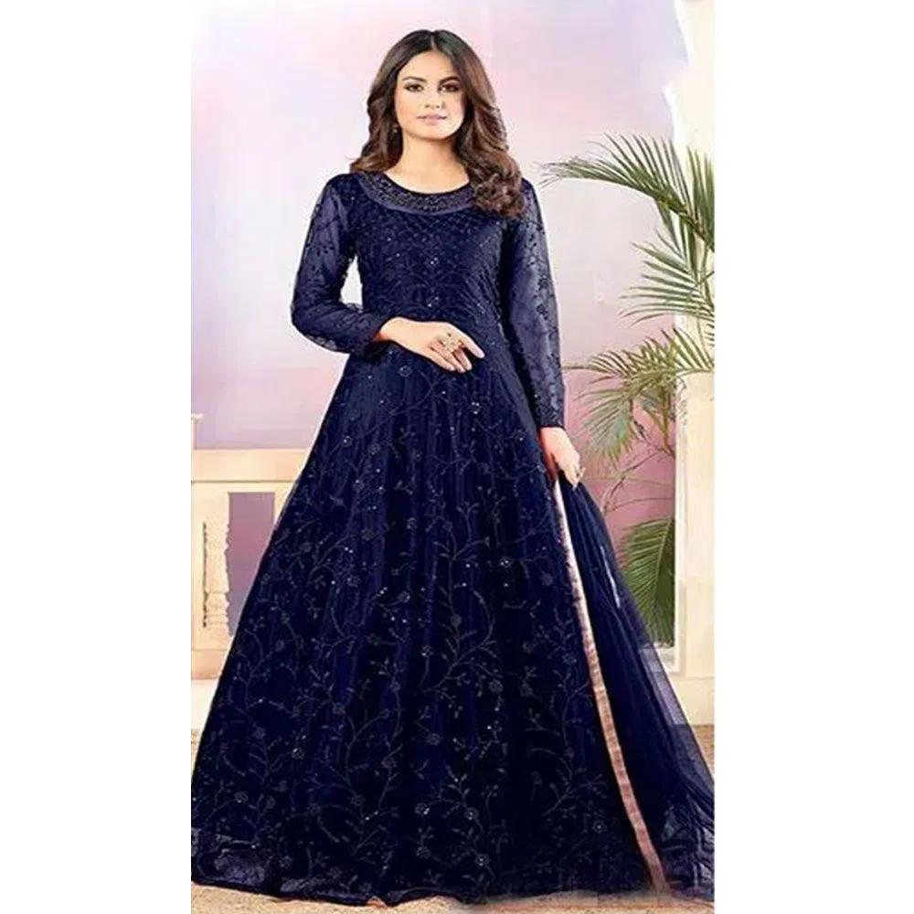 Semi-Stitched Indian Weightless Georgette Embroidery Gown