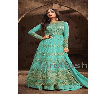 Semi-Stitched Indian Weightless Georgette Embroidery Long Gown