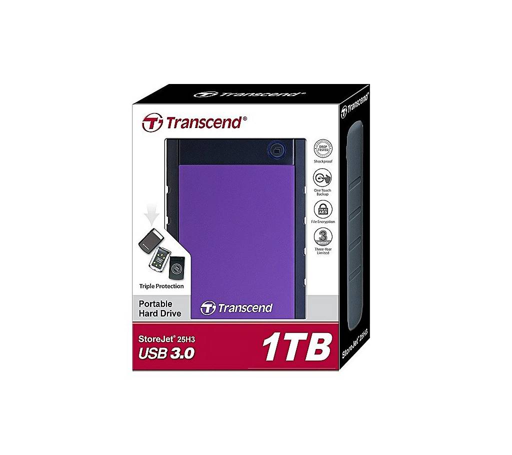 Transcend StoreJet 25H3P 1TB USB 3.0 পোর্টেবল হার্ড ডিস্ক বাংলাদেশ - 886496