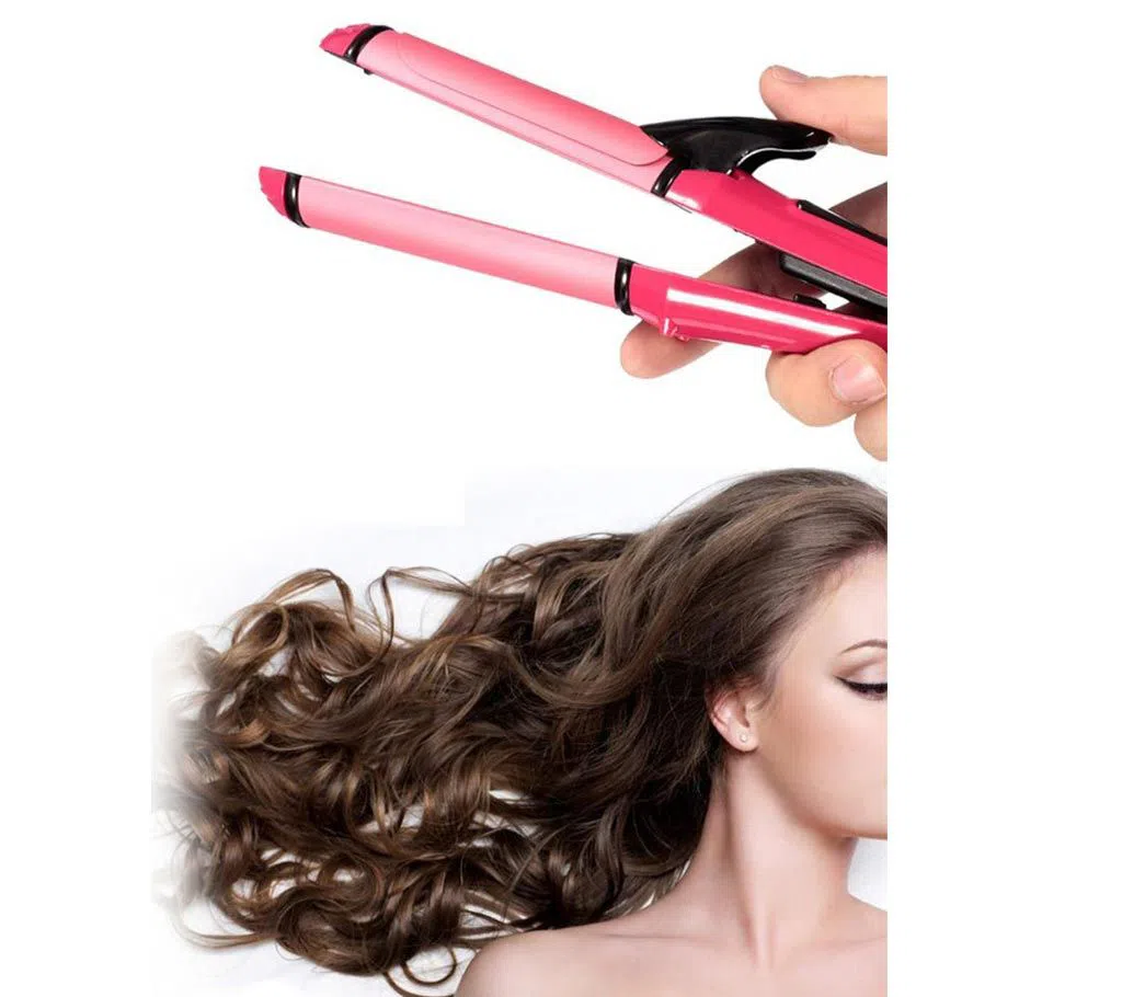Kemei KM-1055 2 In 1 Professional Hair Straightener Irons Hair Curler