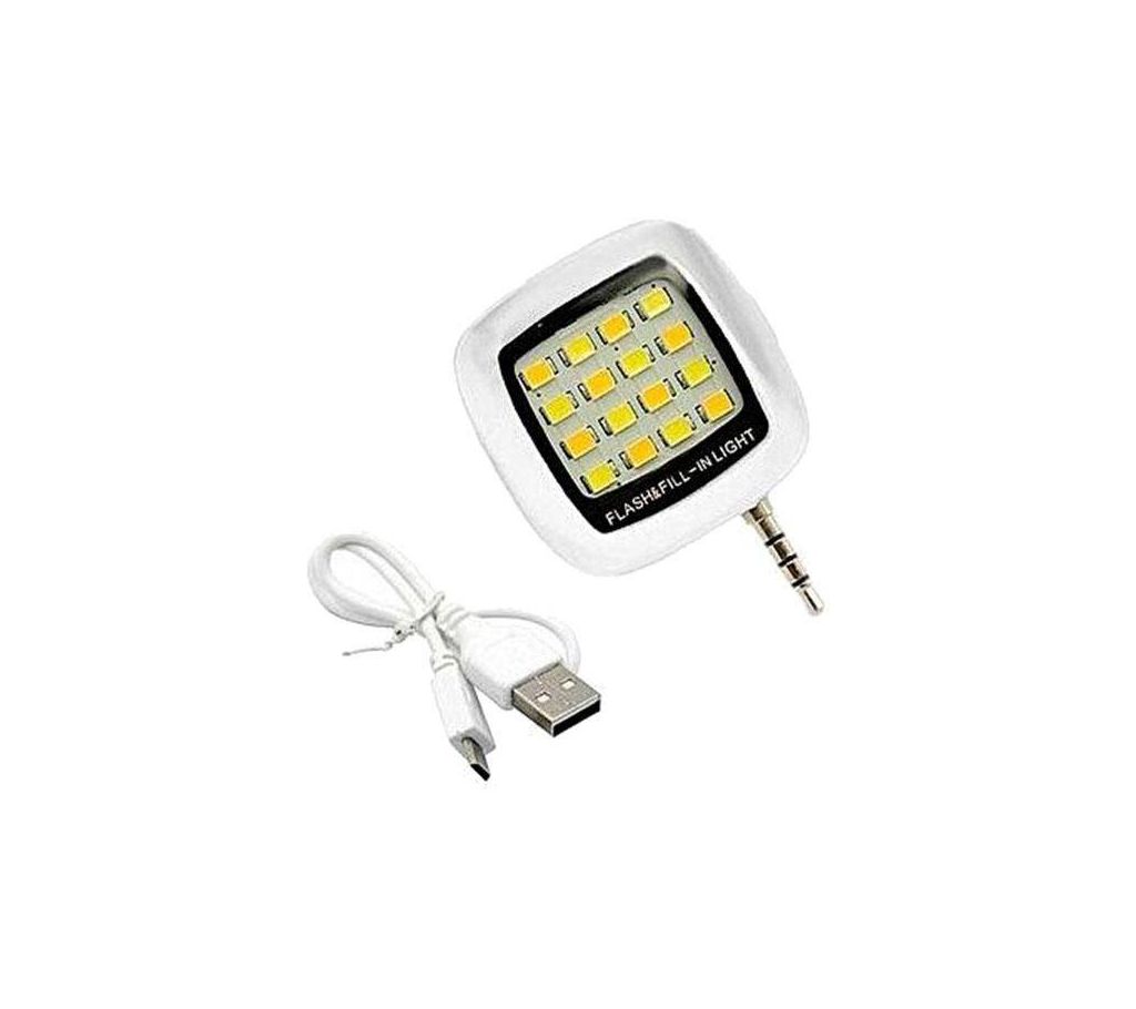 Mini 16 LED সেলফি ক্যামেরা ফ্ল্যাশ লাইট- White বাংলাদেশ - 1030009