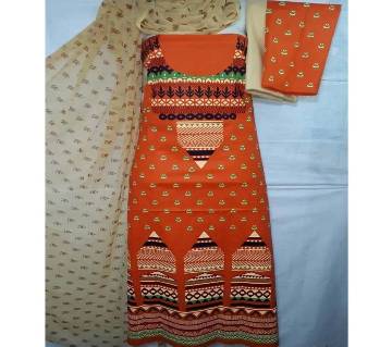 Unstitched Stylish Regular Design Pure Cotton Print Three-Piece