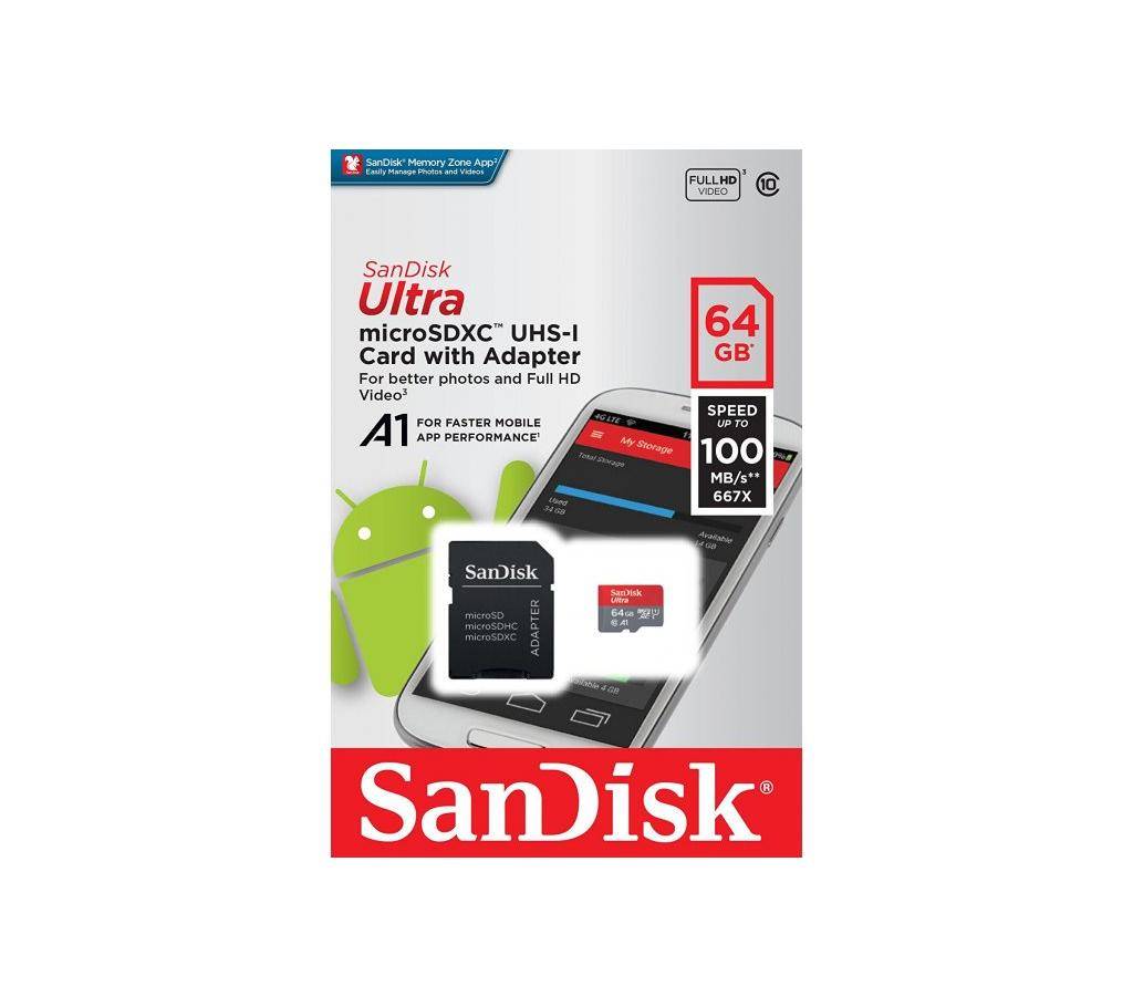 SanDisk আলট্রা মাইক্রো SD কার্ড - 64 GB বাংলাদেশ - 884973
