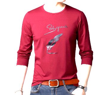 Feather Mens Full Sleeve Cotton T-shirt