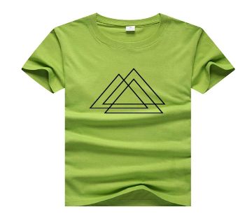 Triangles Menz Half Sleeve Cotton T-shirt - Green