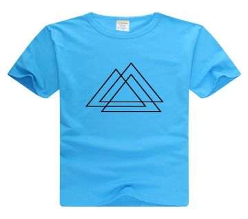 Triangles Menz Half Sleeve Cotton T-shirt - Blue