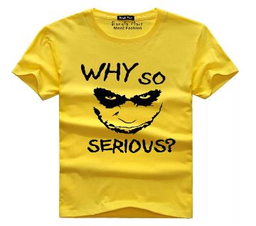 Why So Serious Menz Half Sleeve Cotton T-shirt - Yellow