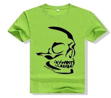 Skull Menz Half Sleeve Cotton T-shirt - Green