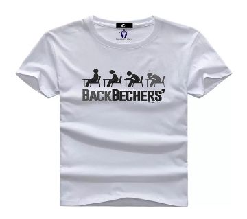 Backbenchers Menz Half Sleeve Cotton T-shirt - White