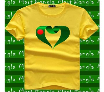 Love Bangladesh Menz Half Sleeve Cotton T-shirt - Yellow