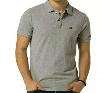 Ash color half sleeve casual polo t-shirt for man