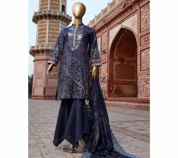 Cambric Printed Embroidered Unstitched Suit