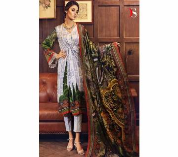 Pure japan satin digital print with embroidery Unstitched Suit 