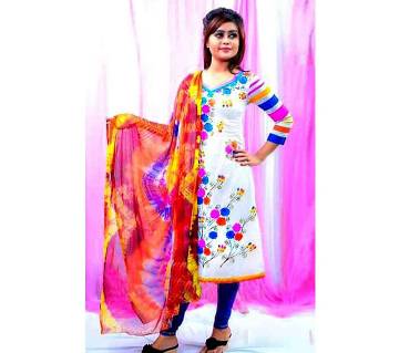 Unstitched hand printed Rajdhani voyel cotton Salwar Kameez stblock-306