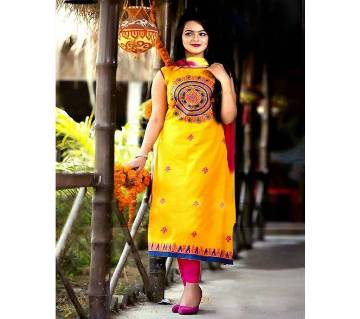 Unstitched block printed Rajdhani voyel cotton Salwar Kameez stblock-204