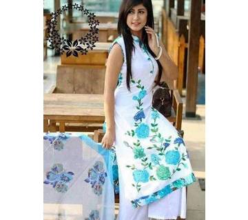 Unstitched block printed Rajdhani voyel cotton Salwar Kameez stblock-262