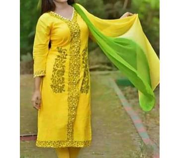 Unstitched block printed Rajdhani voyel cotton Salwar Kameez stblock-273