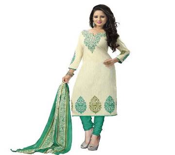 Unstitched block printed Rajdhani voyel cotton Salwar Kameez St block-8034