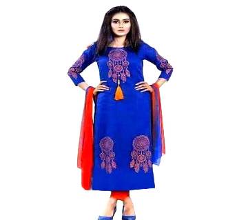 Unstitched block printed Rajdhani voyel cotton Salwar Kameez St block-487