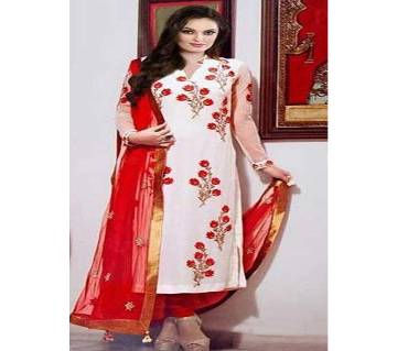 Unstitched block printed Rajdhani voyel cotton Salwar Kameez St block-397