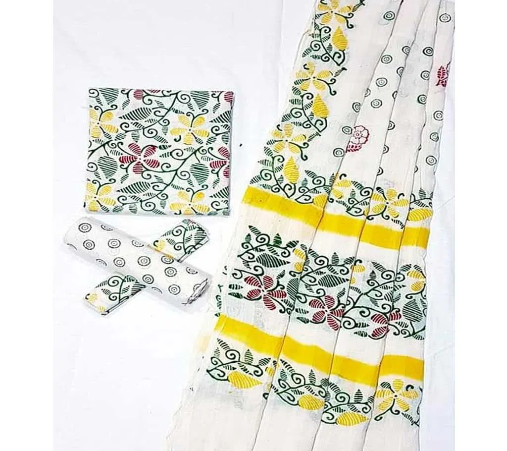 Unstitched Block Printed Khadi Cotton Salwar Kameez For Women