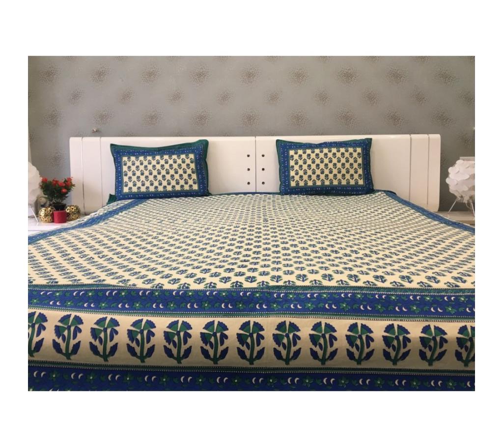 Blue and White 100% Cotton Double Bedsheet by Ivoryniche বাংলাদেশ - 742662