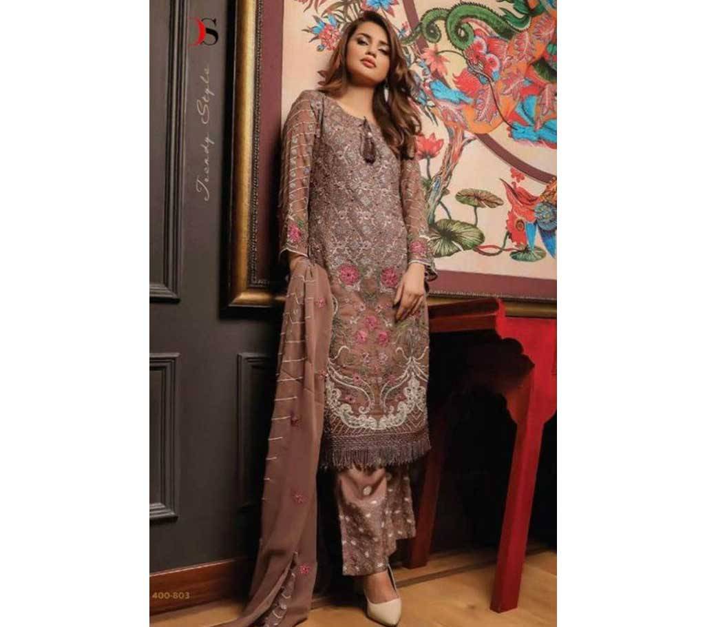 আনস্টিচড থ্রি পিস Deepsy Gulbano Georgette Pakistani Style Vol-7 Premium Suits 400-803 Brown with Rose Work-NON1578-5U7O 4803 1A00 বাংলাদেশ - 902057