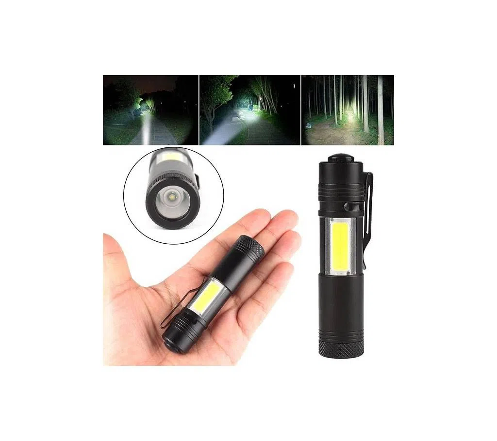 XPE+COB LED FLASHLIGHT  Q5 Mini flashlight USB rechargeable Battery flash Torch Work light Torch Lamp for Hiking Camping fishing
